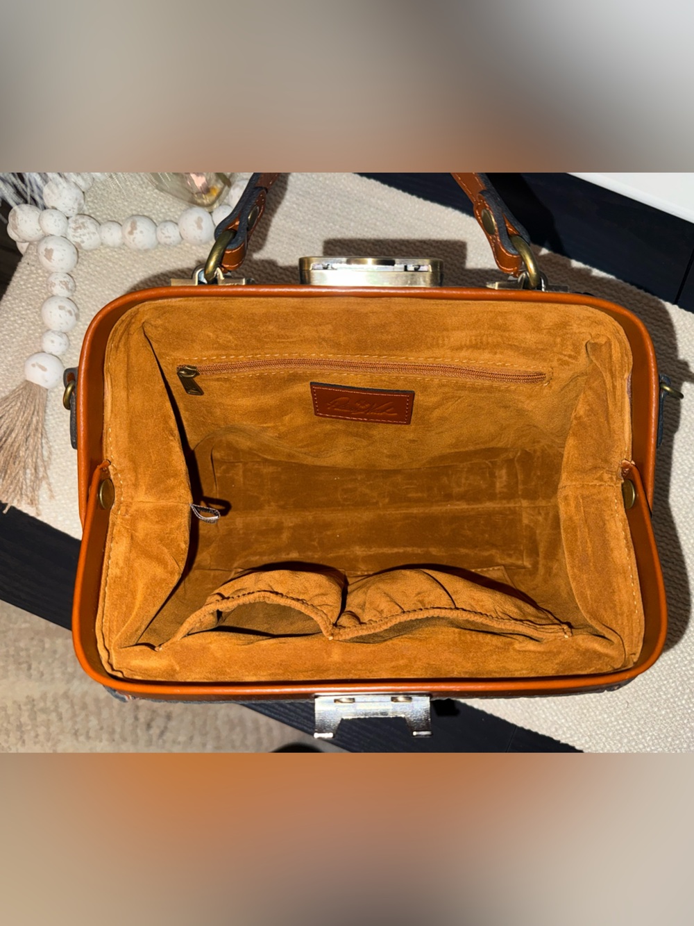 Patricia Nash Gracchi Leather Frame Satchel - Picture 6 of 9